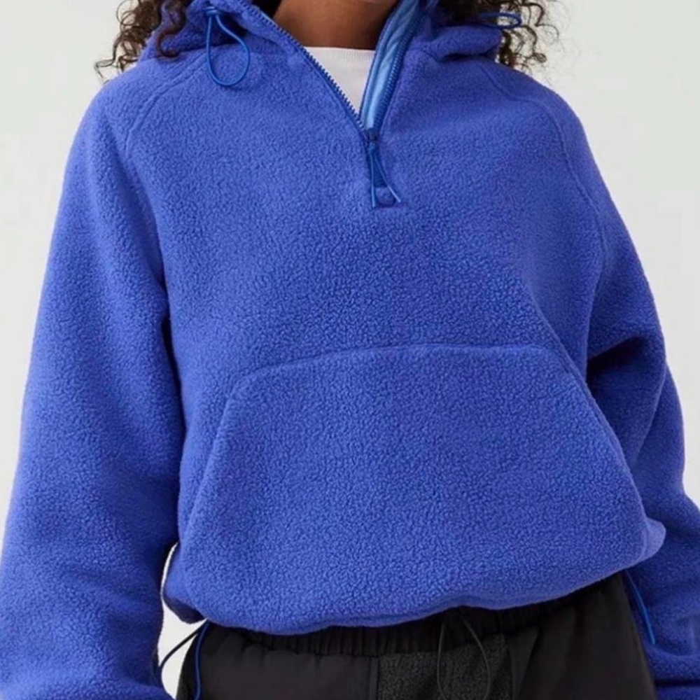 NEW NWT OUTDOOR VOICES Blue Half Zip Fleece Hoodie Size S